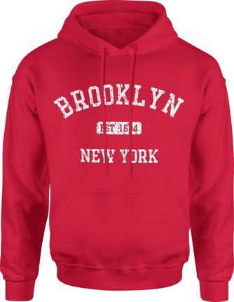 Brooklyn Męska bluza z kapturem (M, Czerwony)