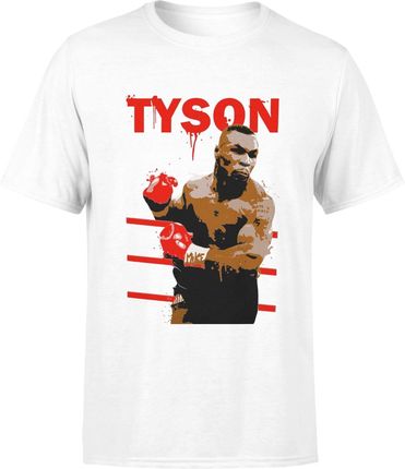 Mike Tyson Męska koszulka boks bokserska mma prezent dla sportowca (M, Biały)