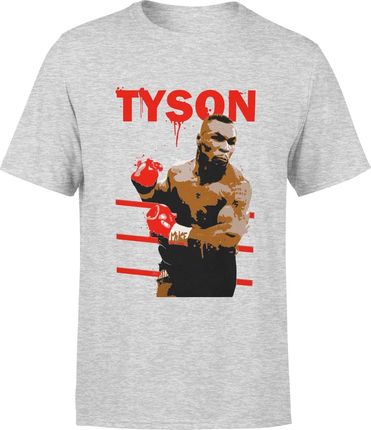 Mike Tyson Męska koszulka boks bokserska mma prezent dla sportowca (L, Szary)
