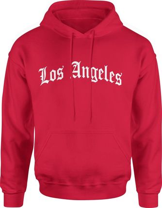 Los Angeles Męska bluza california z kapturem (S, Czerwony)