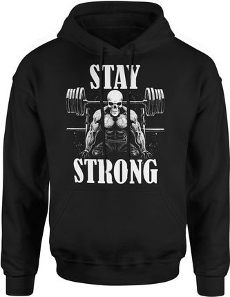 Na siłownie Stay Strong Męska bluza z kapturem (L, Czarny)