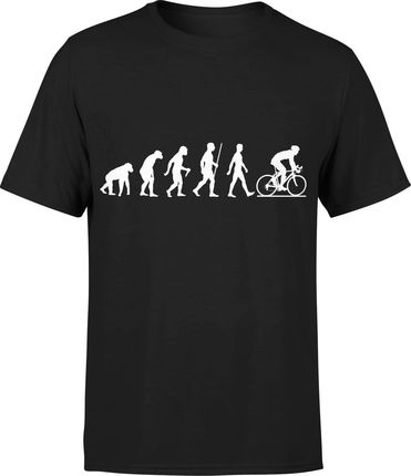 Rower Ewolucja Męska koszulka z rower nadrukiem prezent dla rowerzysty sportowca (S, Czarny)
