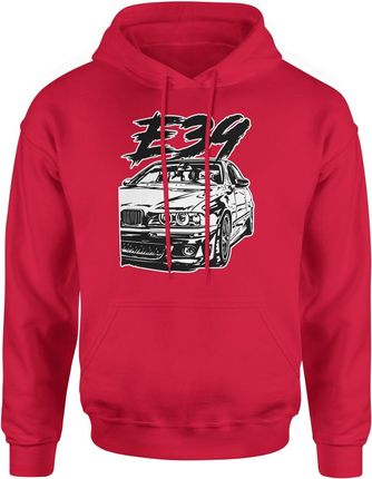 bmw e39 Męska bluza z kapturem prezent dla fana motoryzacji (XXL, Czerwony)