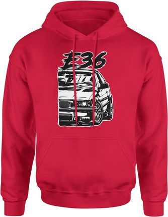 bmw e36 Męska bluza z kapturem prezent dla fana motoryzacji (M, Czerwony)