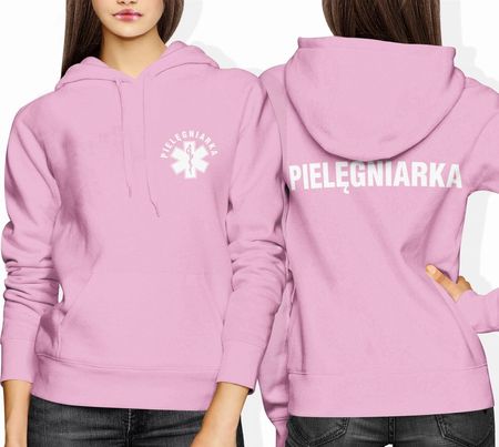 Pielęgniarka Damska bluza pielęgniarska z kapturem prezent dla pielęgniarki (S, Różowy)