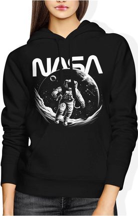 Astronauta Nasa Kosmiczna Damska bluza z kapturem (M, Czarny)
