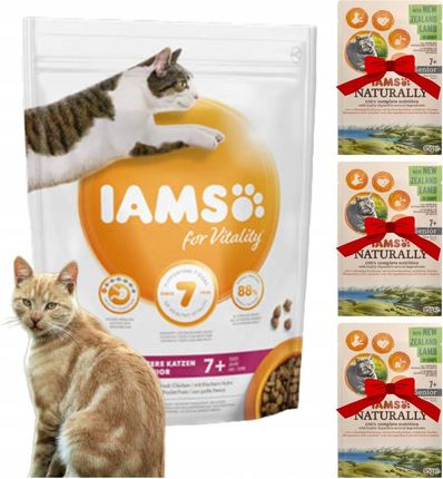 IAMS Senior Karma dla starszych kotów z kurczakiem 800g +Jagnięcina 3 szt 85g