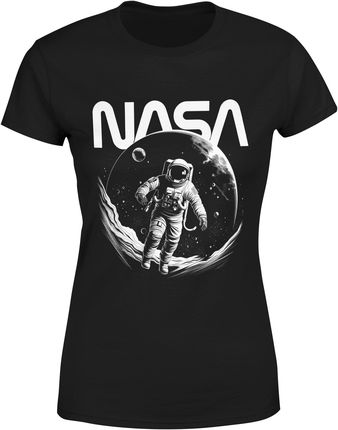 Astronauta Nasa Kosmiczna Damska koszulka (M, Czarny)