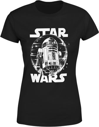 Star Wars R2D2 Gwiezdne Wojny Retro Damska koszulka (XL, Czarny)