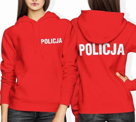 Policja Damska bluza policyjna z kapturem prezent dla policjantki (L, Czerwony)