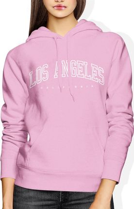Los Angeles California Damska bluza z kapturem (L, Różowy)