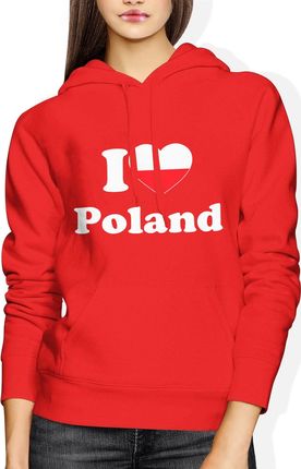 I Love Poland Damska bluza z kapturem (S, Czerwony)