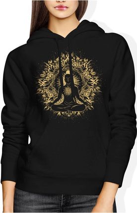 Budda Joga Yoga Medytacja Damska bluza z kapturem (XXL, Czarny)