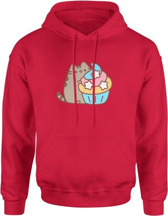 Pusheen Kot Męska bluza z kapturem (S, Czerwony)