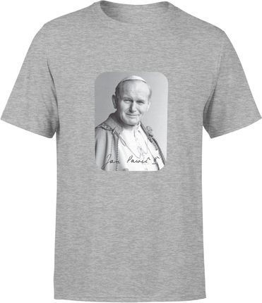 Jan Pawel II 2 Papież Religijna Chrześcijańska Męska koszulka (XXL, Szary)