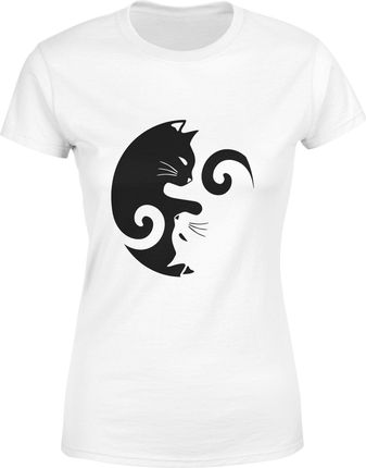 2 Koty yin yang Damska koszulka (M, Biały)