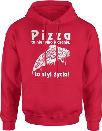 Pizza to nie tylko jedzenie to styl życia śmieszne Męska bluza z kapturem (L, Czerwony)