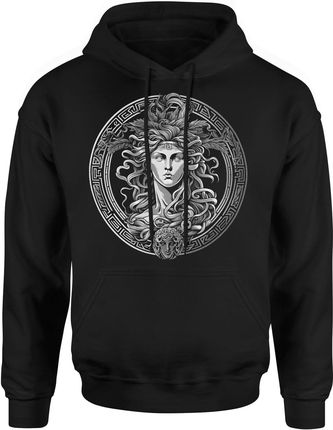Medusa w stylu greckim modna fajna Męska bluza z kapturem (M, Czarny)