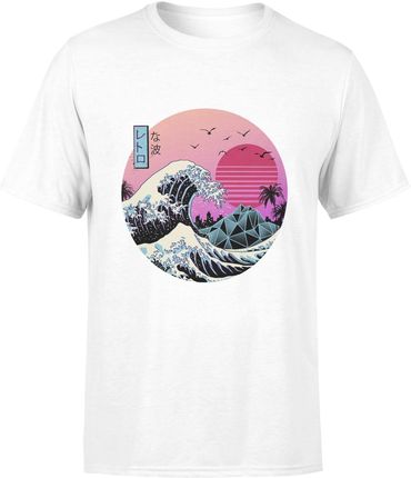 Wielka Fala W Kanagawie Vintage Hokusai Japońska Męska koszulka y2k (M, Biały)