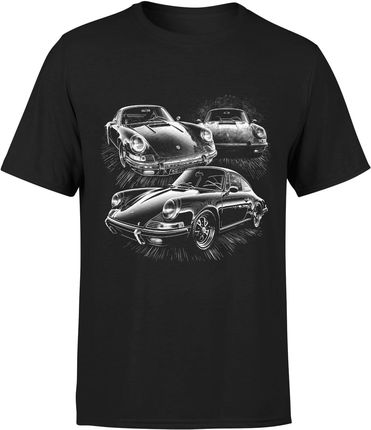 Porsche 911 Retro Vintage Oldschool Męska koszulka (XL, Czarny)