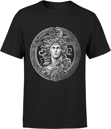 Medusa w stylu greckim modna fajna Męska koszulka (S, Czarny)