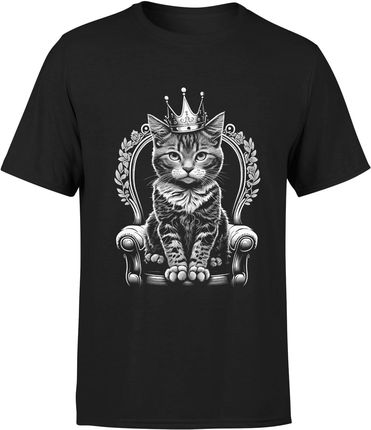 Kot z kotem śmieszna Męska koszulka (3XL, Czarny)
