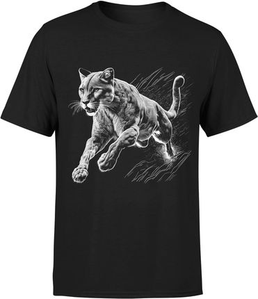 Dziki Kot z Kotem Pumą Męska koszulka (XXL, Czarny)