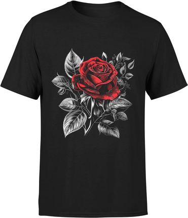 Róża W Kwiaty Męska koszulka (XL, Czarny)