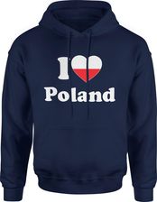 I Love Poland Męska bluza z kapturem (M, Granatowy) - zdjęcie 1