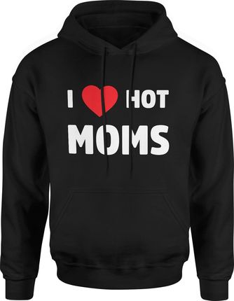 I Love Hot Moms Męska bluza z kapturem (S, Czarny)