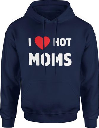 I Love Hot Moms Męska bluza z kapturem (S, Granatowy)
