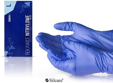 Doman Silcare Rękawice Plus Nitrylowe Bezpudrowe Diagnostyczne L (100 Szt.)