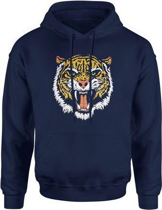 Tygrys Męska bluza z kapturem (L, Granatowy)