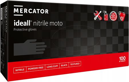 Mercator Medical Rękawiczki Ideall Nitrile Moto R. M 100szt. Czarne