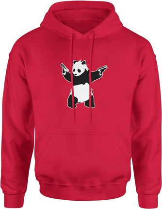 Panda Banksy Męska bluza z kapturem (S, Czerwony)