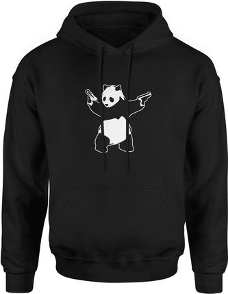 Panda Banksy Męska bluza z kapturem (M, Czarny)