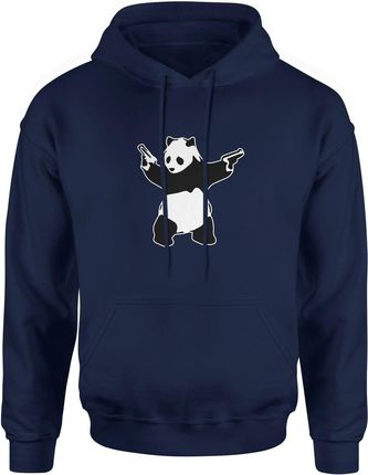 Panda Banksy Męska bluza z kapturem (L, Granatowy)