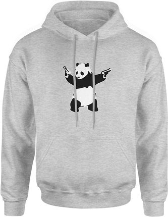 Panda Banksy Męska bluza z kapturem (L, Szary)