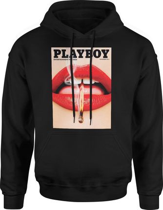Playboy magazyn Męska bluza z kapturem (L, Czarny)