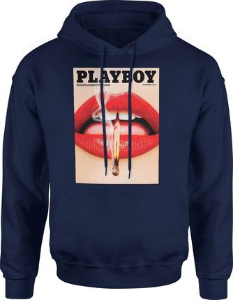Playboy magazyn Męska bluza z kapturem (L, Granatowy)