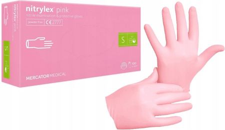 Nitrylex Rękawiczki Nitrylowe Pink Rozm. S 100szt. Różowe Bezpudrowe