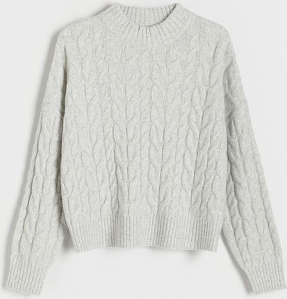 Reserved - Sweter z warkoczowym splotem - Jasny szary