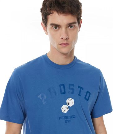 Męski t-shirt z nadrukiem Prosto Dice - niebieski
