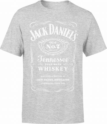 Jack Daniels Męska koszulka z nadrukiem whisky (M, Szary)