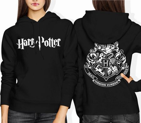 Harry Potter Damska bluza z kapturem prezent dla fana harrego pottera (S, Czarny)