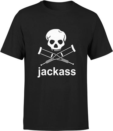 Jackass Śmieszna Męska koszulka z nadrukiem czaszką (XL, Czarny)