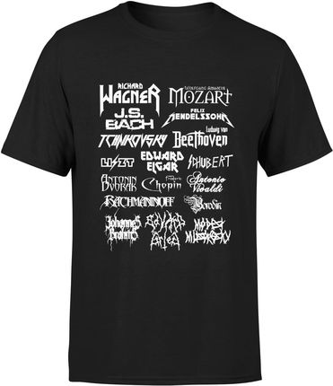 Wagner Chopin Mozart Bach Beethoven Męska koszulka prezent dla muzyka gitarzysty (XL, Czarny)