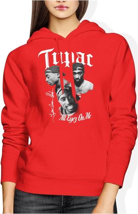 2Pac Damska bluza z kapturem tupac (S, Czerwony)