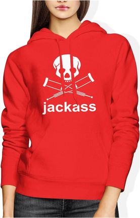 Jackass Damska bluza z kapturem (S, Czerwony)