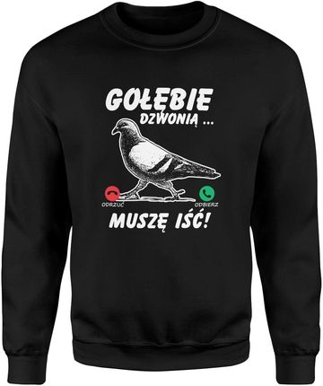 Gołębie dzwonią Męska bluza śmieszny prezent dla gołębiarza gołąb (XXL, Czarny)